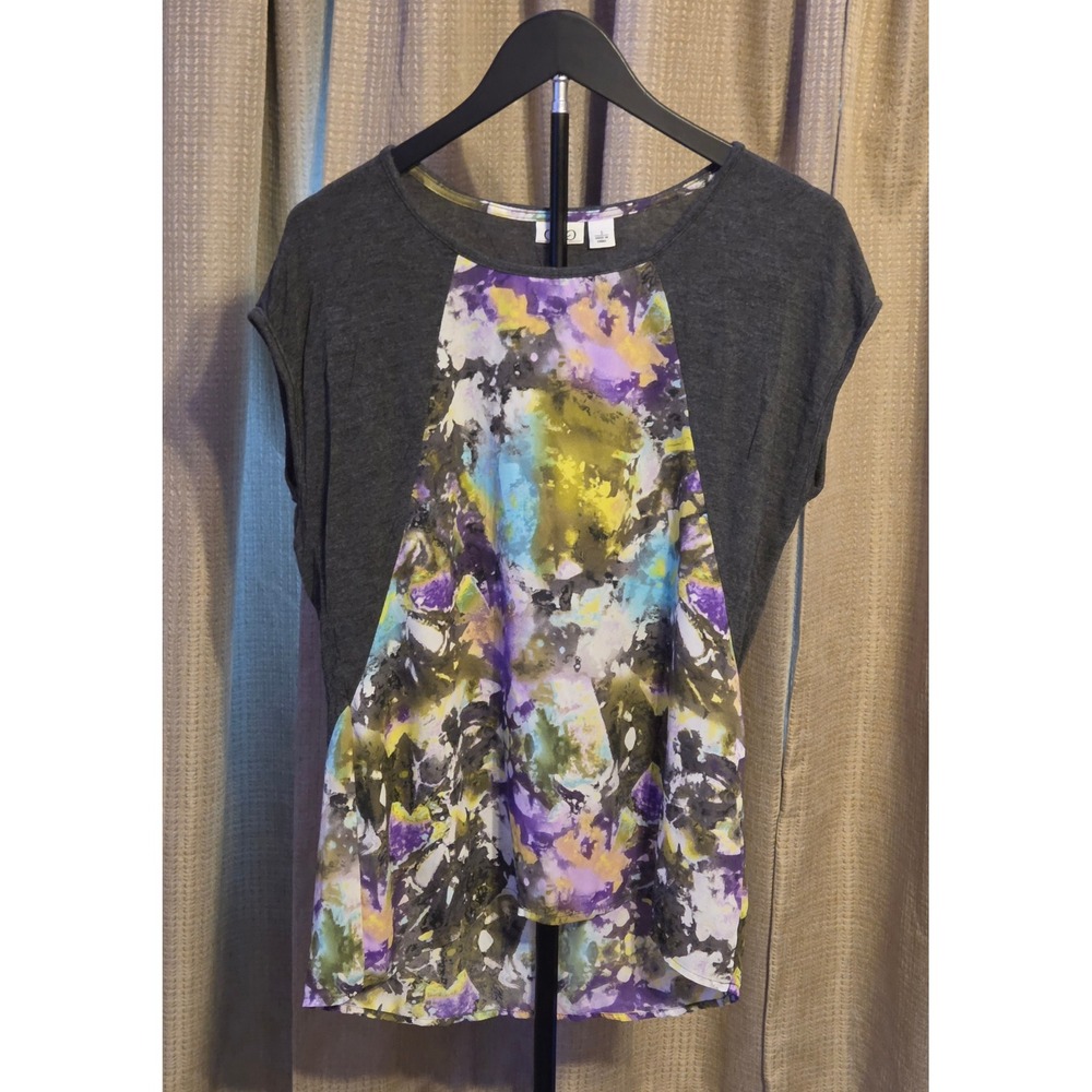 Cato Abstract Splash Pattern High Low Blouse Women's Size Small Multicolor